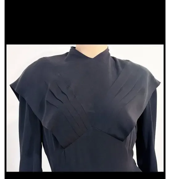 Vintage Junior Guild Original crepe black dress XS/S 1940's pristine - Picture 3 of 9